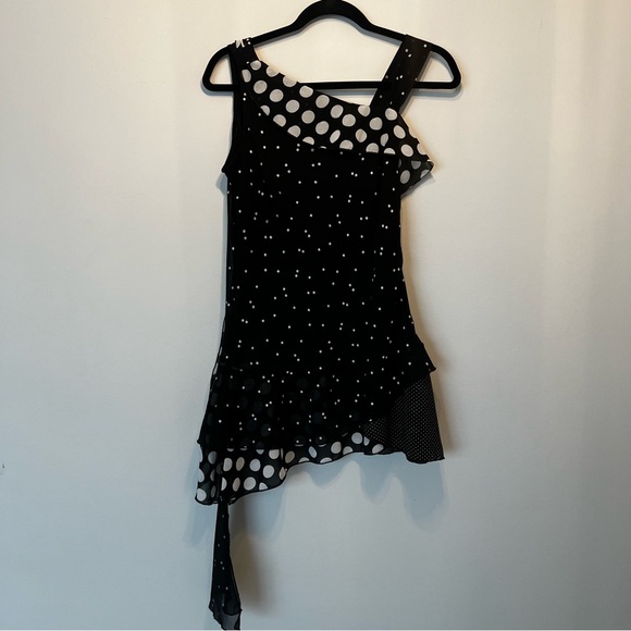 Vintage 90s Y2K Asymmetrical Tiered Polka Dot Baranda Top - Picture 13 of 15